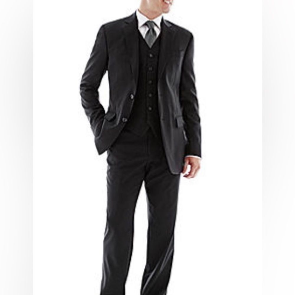 Stafford Black 100% Wool Suit Jacket Size 46 NWT